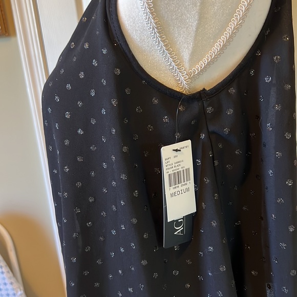 AGB black blouse with sparkly polka dots. Size medium. NWT - Picture 3 of 6